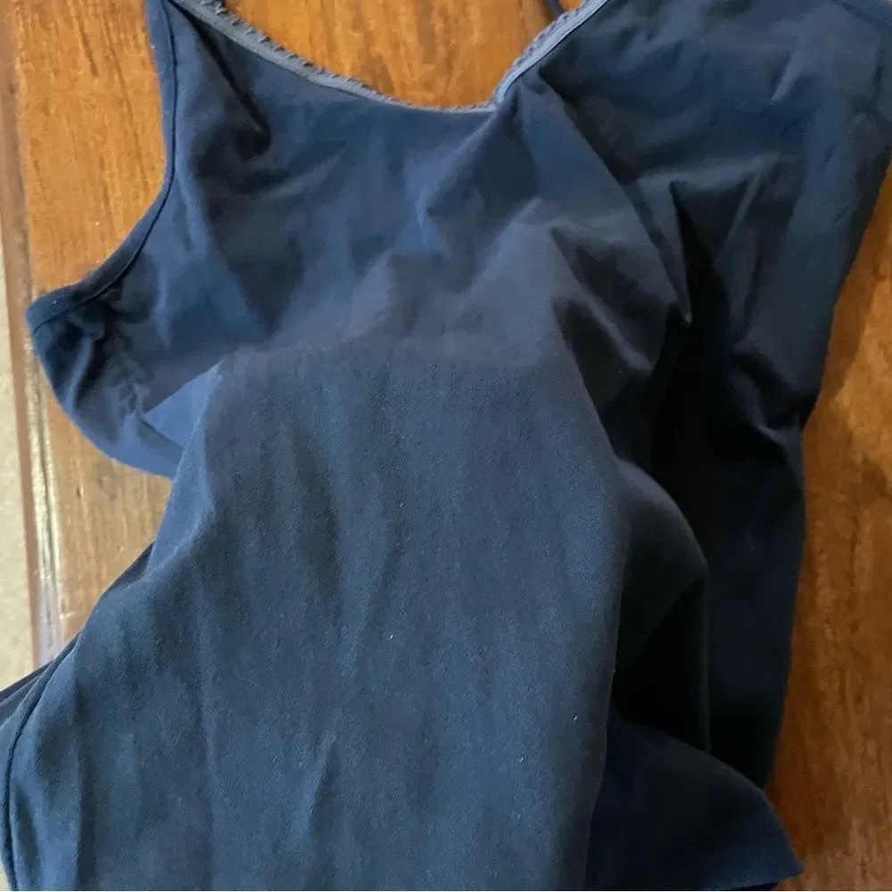 Oui Women’s Blue Tank Top/ Camisole V Neck Lace Sheer Back Size 6
